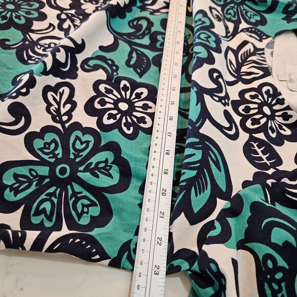 Boden Top Sz 16 Penelope Floral Print Cotton Stretch Top Turquoise Navy - Picture 8 of 9